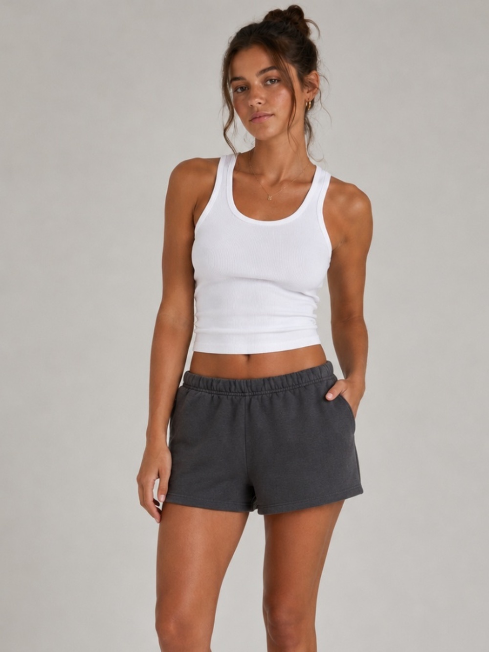 Aritzia TNA Cozy AF Fleece Shorts Grey Size XS Lounge Short TNA Running Short